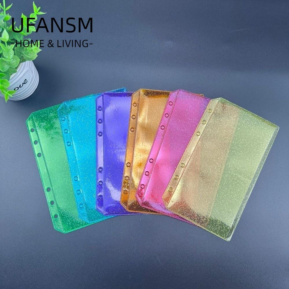Thư mục tài liệu UFASM, Túi dính PVC 6 lỗ, Thiết kế phẳng A6 Chất kết dính chống nước Pounch Sticker