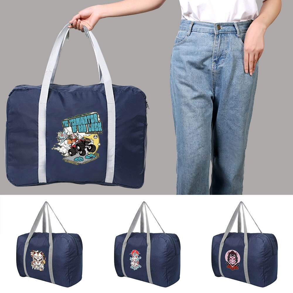 Travel Bag Foldable  Unisex Clothes Organizers Large Capacity Duffle Bag Mask Printed Women Handbags