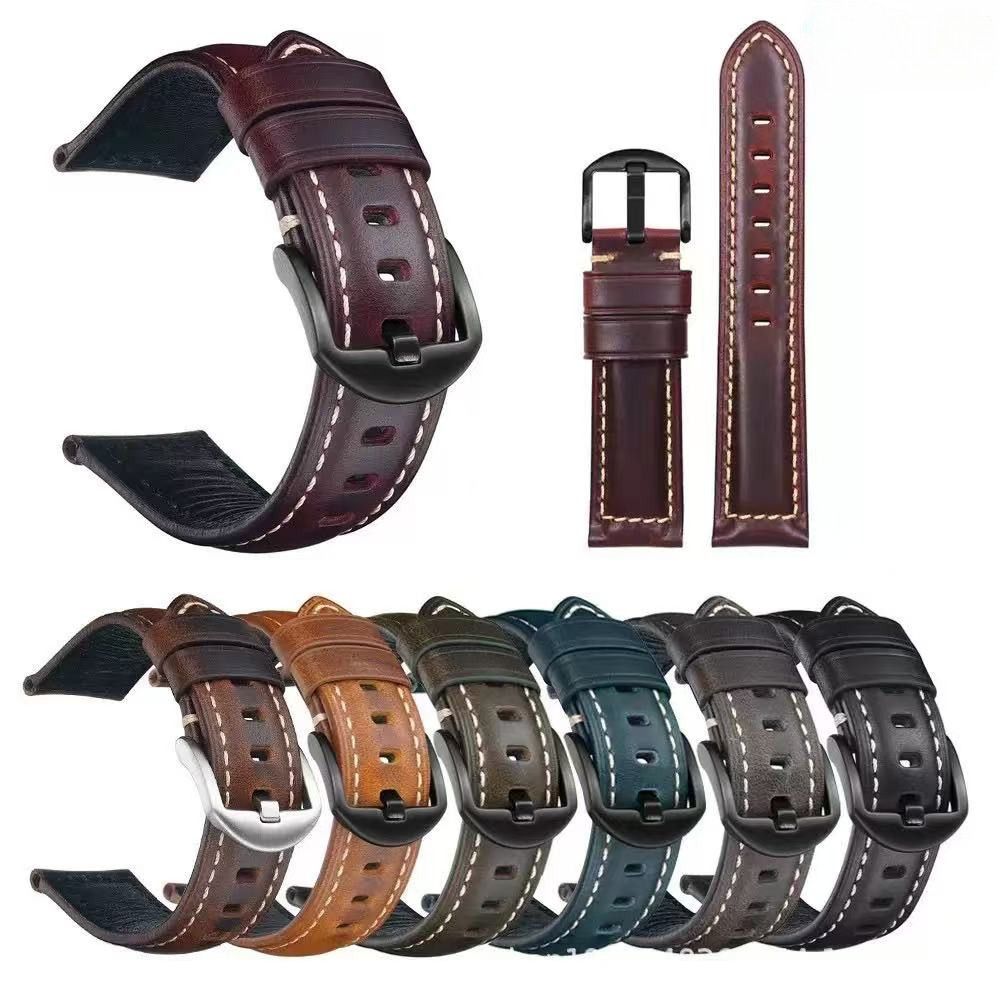 7/18✈SEIKO 18 / 20 / 22 / 24 / 26m Vintage Waxed Leather Watch Dây đeo bằng da mềm Dây đeo đồng hồ n