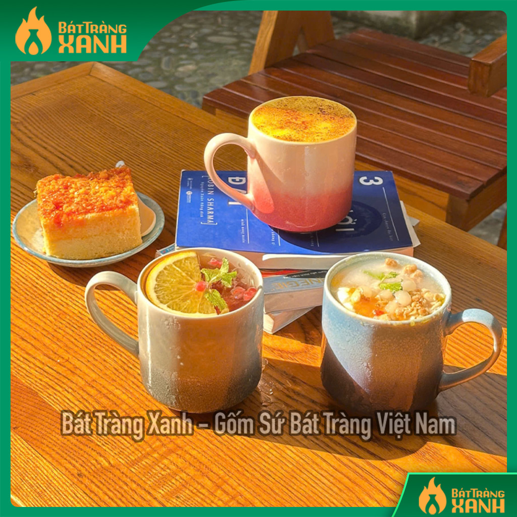 Cốc Trụ Men Hỏa Biến Bát Tràng 450ml - Ly Gốm Sứ Cao Cấp Uống Cafe, Trà, Lipton - Nhiều Màu Sắc