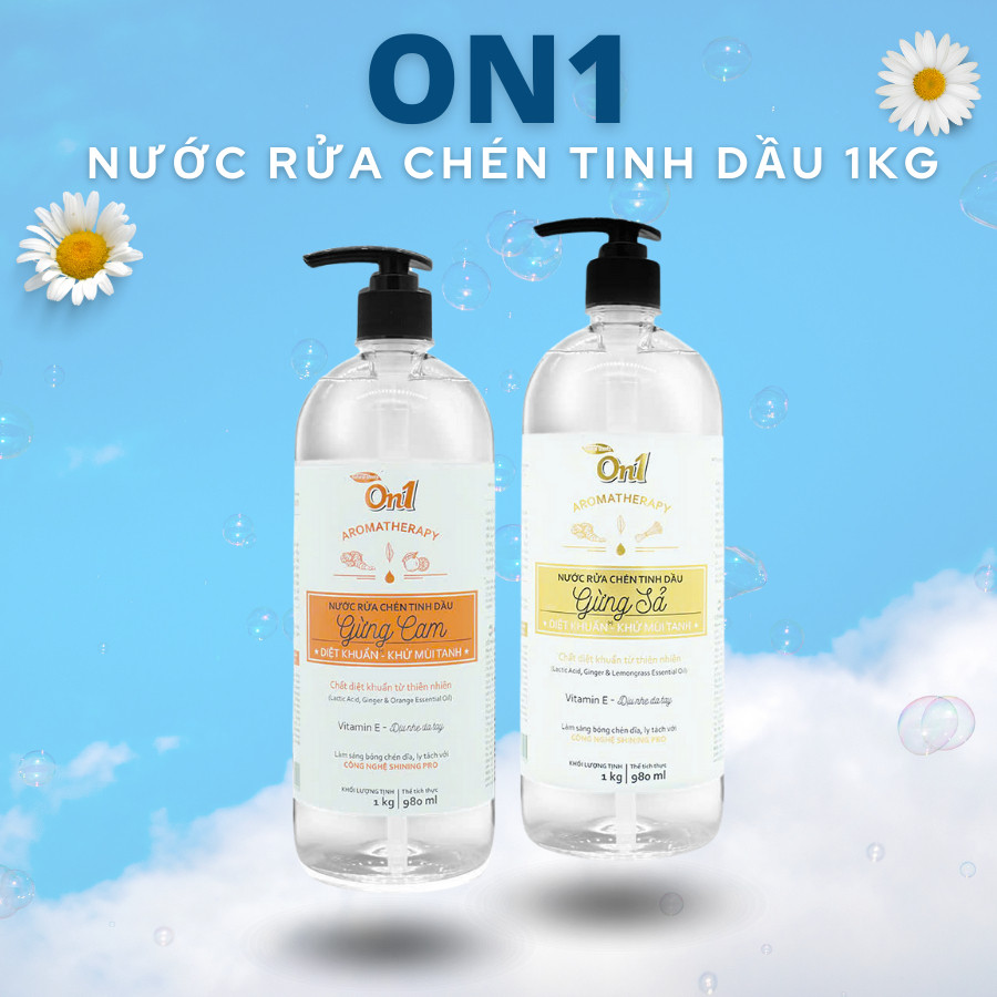 Nước Rửa Chén On1 1Kg Tinh Dầu mỡGừng Sả/Gừng Cam Sạch Bóng Vết Dầu Mỡ - Bảo Vệ Da Tay - On1 Việt Na