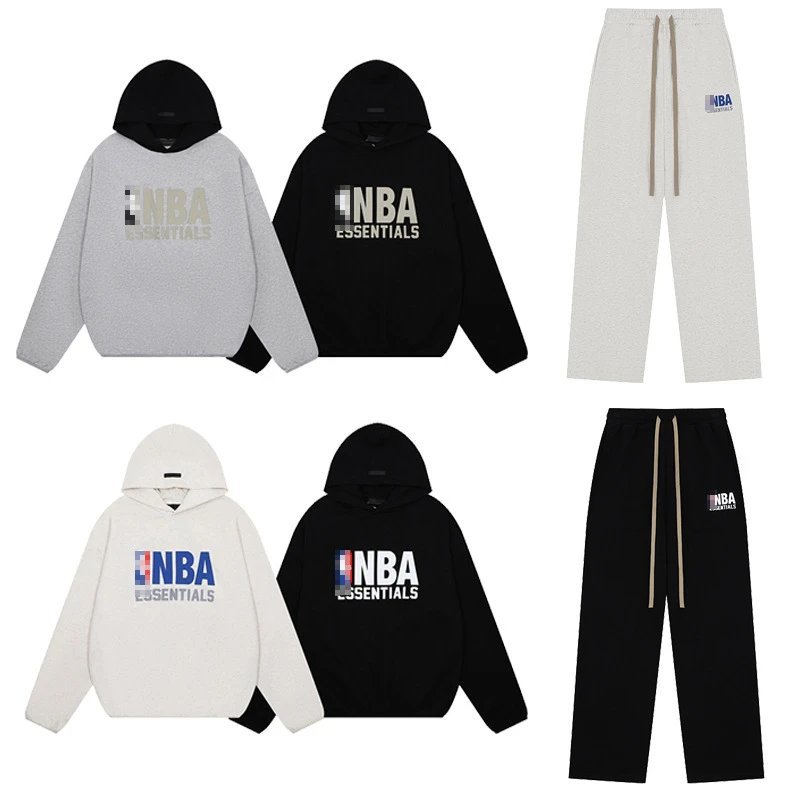 Ngoại Thương FOG Double Line ESSENTIALS Joint Team NBA Ba Chiều Silicon Lông Cừu Lót Rời Bộ Áo Hoodi