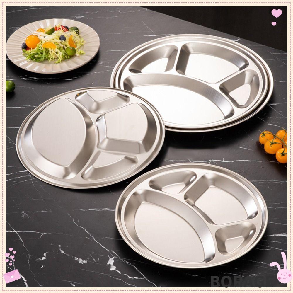 BORAG 1 Khay Phục Vụ Thực Phẩm, Đĩa Khay Chia 4 Ngăn Roti Canai, 26 / 28 / 30 / 32 / 35cm Thép Không