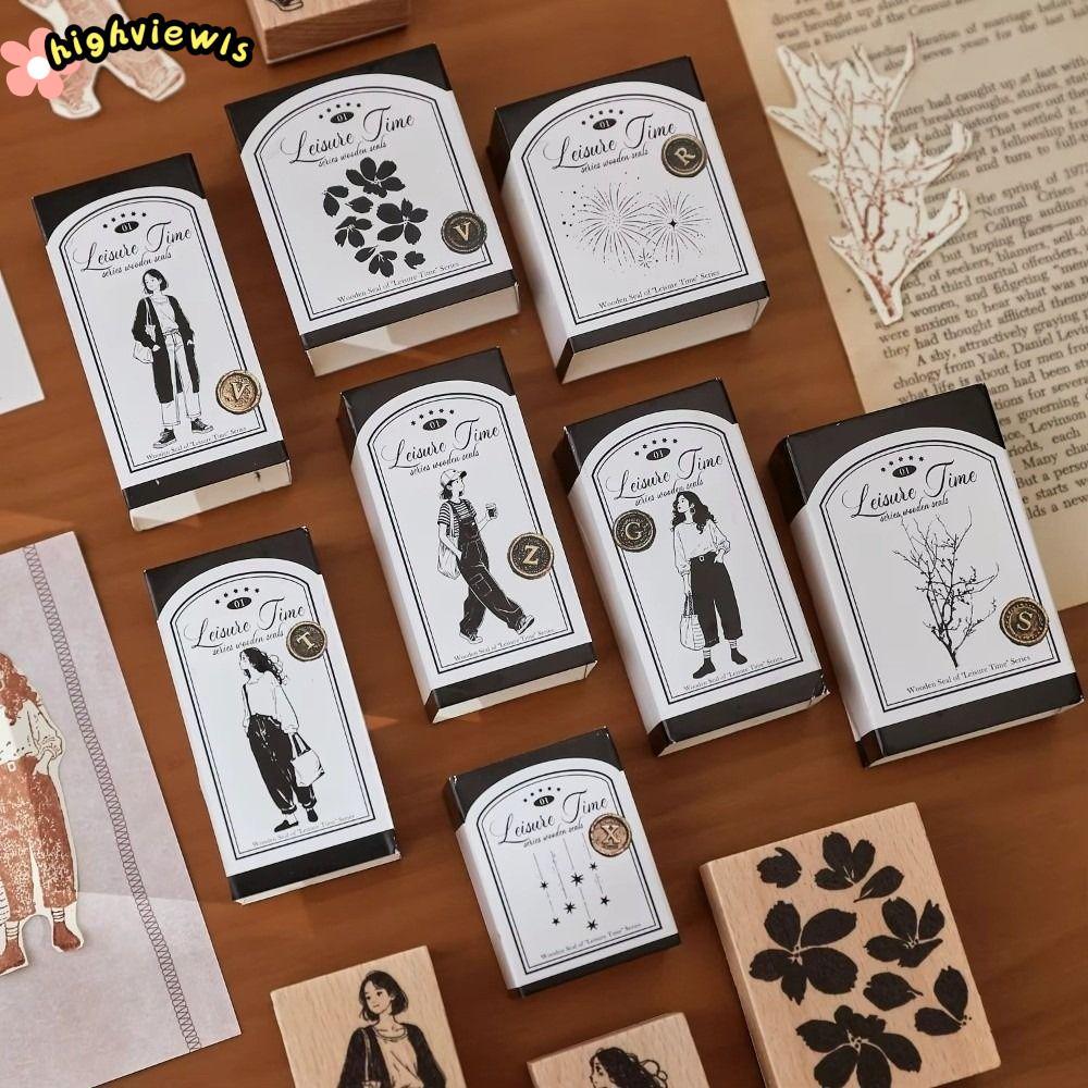HIGHVIEWLS Tem Gỗ, Tem Cao Su Handmade Quyến Rũ, DIY Vintage Plants Tem Plants Collage