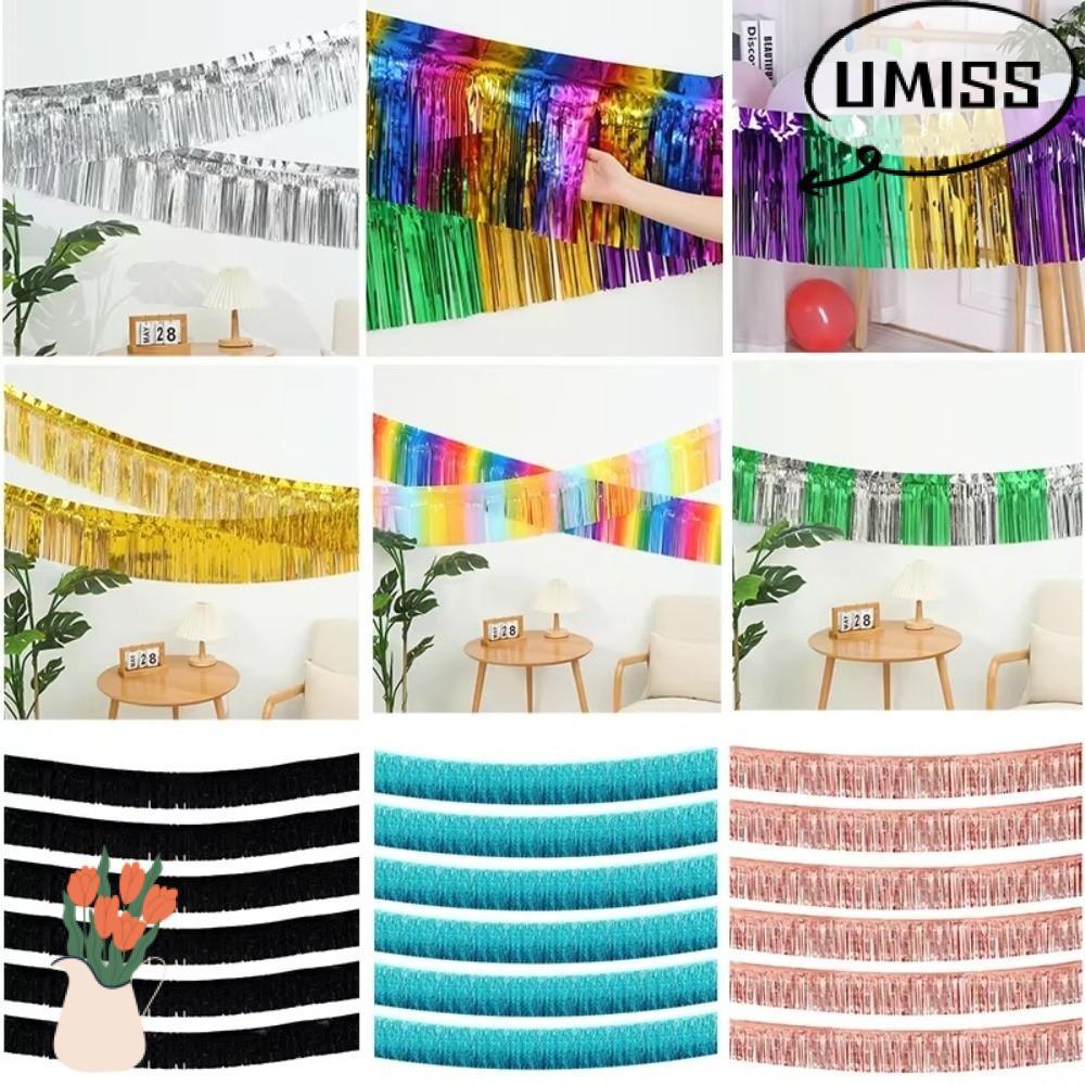 UMISS Foil Fringe Vòng hoa, Mặt sau tự dính bằng kim loại sáng bóng Tinsel Fringe Vòng hoa, Lá chống
