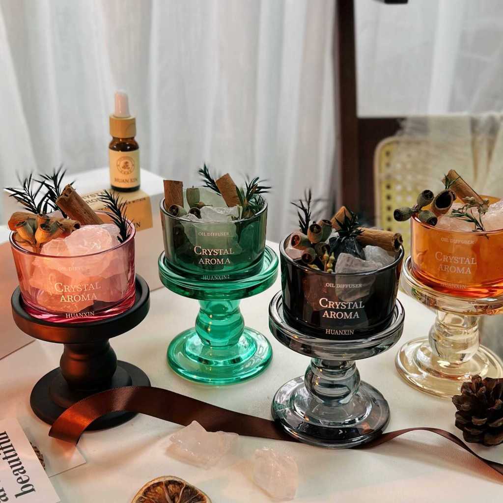 Set Đá Tản Hương Thủy Tinh Chân Cao Vintage Pha Lê Thảo Mộc | KCRAFT - World of scents