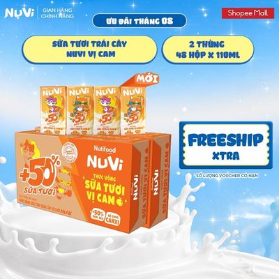 Combo 2 Thùng 48 Hộp Thức Uống Sữa Tươi Trái Cây NuVi Vị Cam 110ml