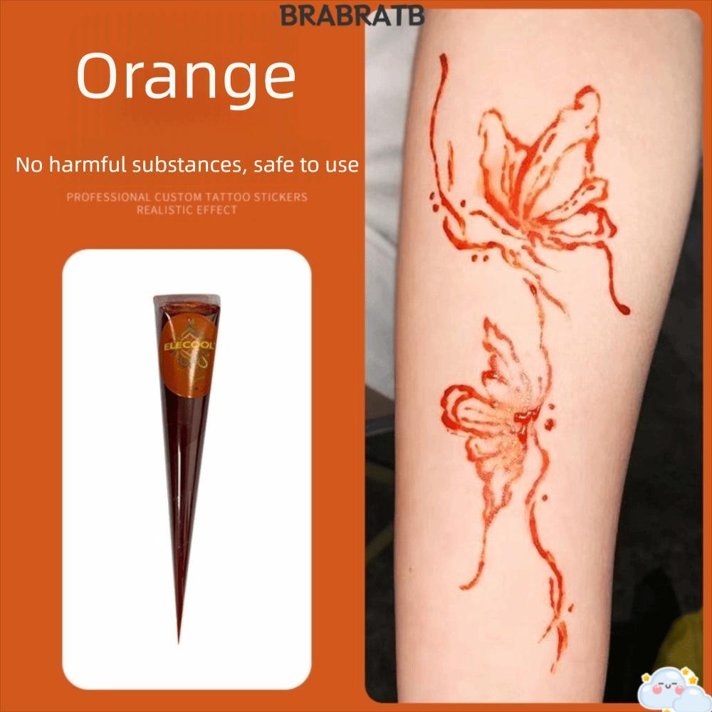 BRBRAA Henna Tattoo Cream, Bán vĩnh viễn Henna Paste Cone, Body Art Black Brown Easy-Sử dụng Kem Hen
