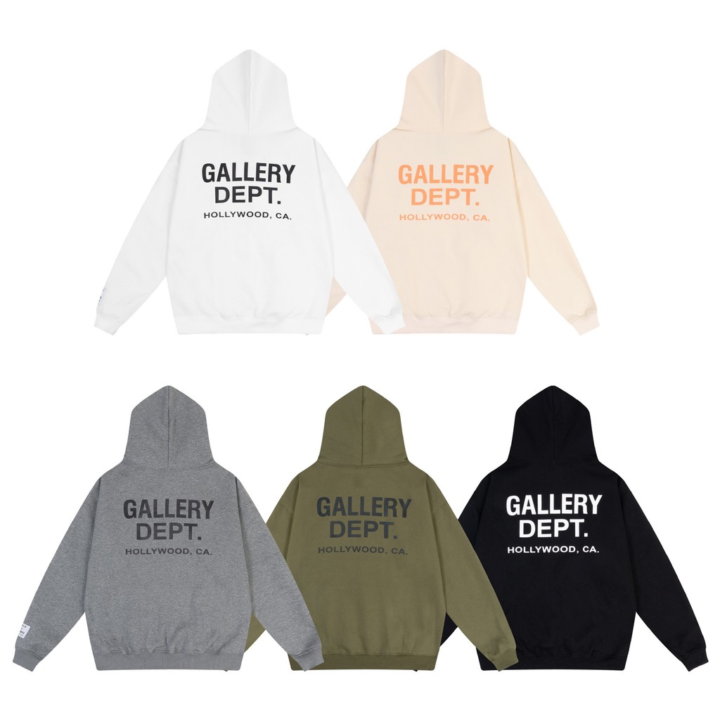GAOK Gallery Dept High street letter print fleece-lined hoodie for men, loose fit, casual, couple's 