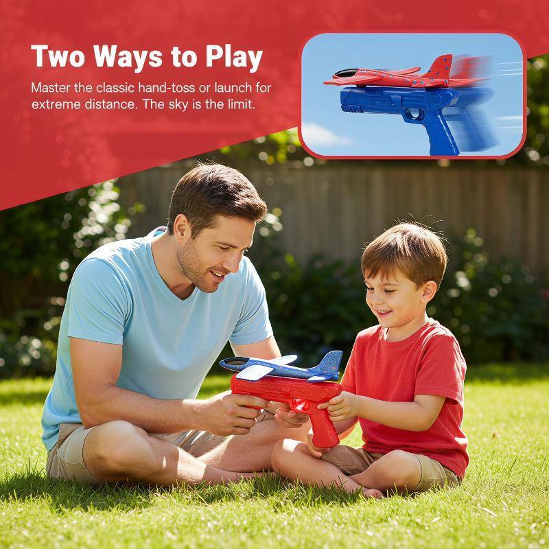 MYPANDA Foam Airplane Launcher Toy Foam Glider Long Range Hand Throwing Plane Đồ chơi One Cli Ejecto