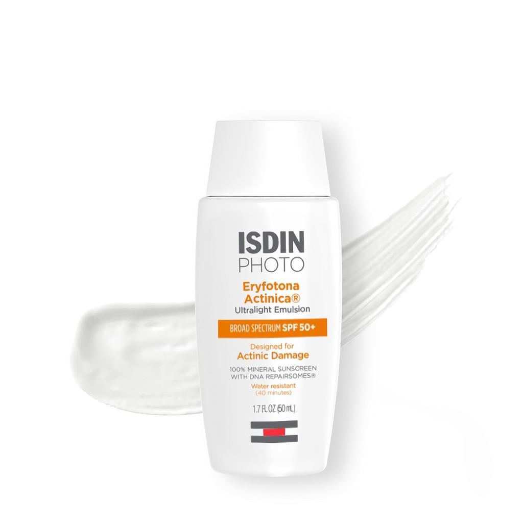 Kem chống nắng mặt khoáng chất ISDIN Erythrotona Actinica SPF 50 +, Không dùng màu trắng