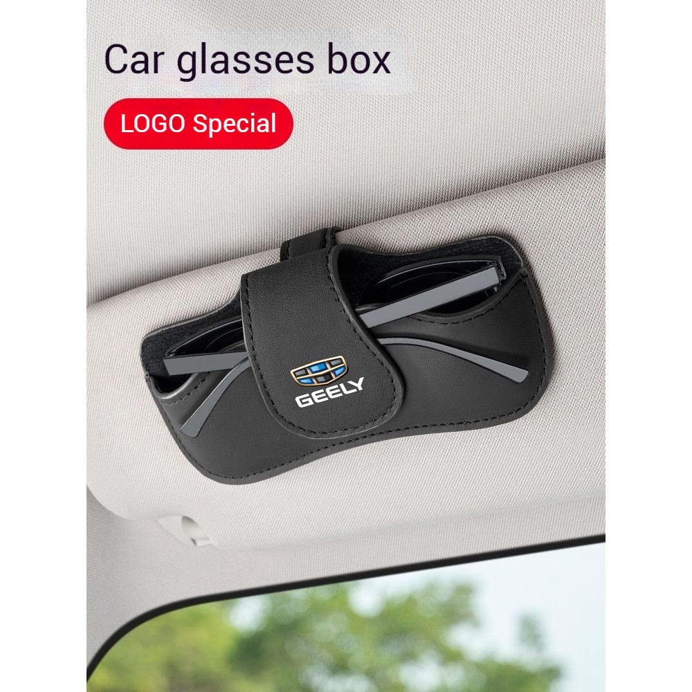 Ô Tô PU Da Kính Mát Hộp Đựng Kính Kẹp Cho Geely GeometryC Monjaro Coolray Emgrand