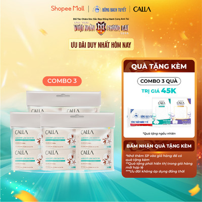 Combo 3 lốc 10 gói khăn khô Bông Bạch Tuyết làm sạch da Calla đa năng 10 gói/lốc, 10 miếng/gói - bông tẩy trang