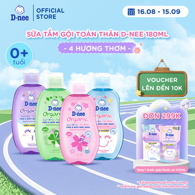Sữa tắm gội D-nee cho trẻ sơ sinh dưới 3 tuổi giúp da mịn, tóc mượt 180ml - 4 Hương thơm