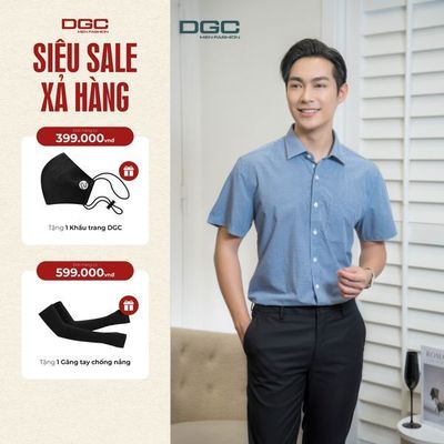 Áo Sơ Mi Ngắn Tay DGC Dáng suông với Thiết Kế Kẻ Sọc Nhỏ, Chất Vải Mềm Mại Thoáng Mát - SASNBC47M