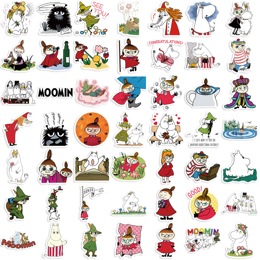 50 Tờ Hoạt Hình Phần Lan Moomin Valley Moomin Dán Thung lũng Sổ Lưu Niệm Trang Trí Miếng Dán Chống T