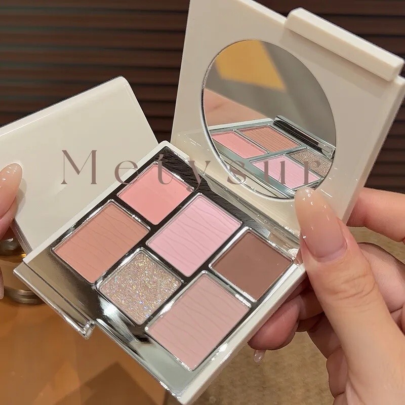 ❆ ❈ * Bảng phấn mắt METSUR Bảng phấn mắt sáu màu Hồng Nâu tông màu Trái đất mờ lấp lánh