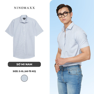 Áo Sơ Mi Nam Basic Tay Ngắn Kẻ Sọc Chất Liệu Bamboo Form Slim Fit NINOMAXX 2208038