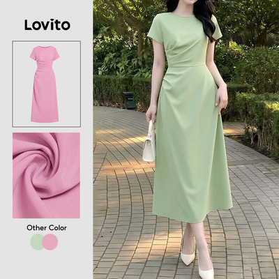 Đầm nữ Lovito xanh lá xuân hè jacquard thanh lịch LK5ED255