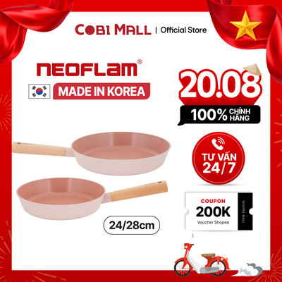 [Hỏa Tốc HCM] Chảo Chống Dính Hàn Quốc Neoflam Blossom Đáy Từ – Size 24cm/28cm – Màu Hồng – Cobihome