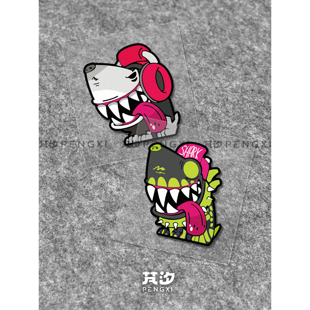 Pengxi Hoạt Hình Răng Lớn SHARK Puppy Kính Mát Tai Nghe SHARK Mũ Bóng Chày Mũ Bảo Hiểm Đầu Máy Xe Ph