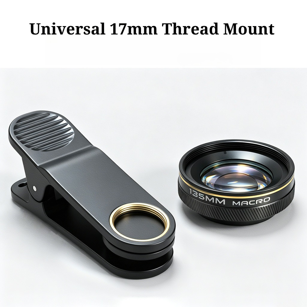 BGNING Clip-on 135mm HD Macro Lens Tương thích với iPhone 17 16 Series cho giá đỡ điện thoại di động