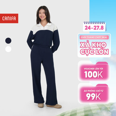 Bộ quần áo nỉ vòng lông nữ dá́ng suông chất mềm mịn phong cách trẻ trung năng động CANIFA 6ST25C001
