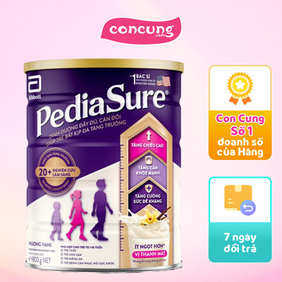 TPDDYH Pediasure ít ngọt hương vani 800g (1-10 tuổi)