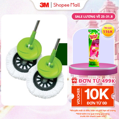 Combo 2 Bông lau thay thế (dùng cho Bộ cây lau nhà 360 độ lồng giặt và vắt tích hợp) 3M™ Scotch-Brite™, thấm hút tốt