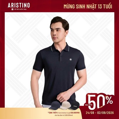 ARISTINO Áo Elite Polo Nam Cotton Regular Fit APS167S3EC Cổ Tay Bo Rib Kẻ Jacquard Mềm Mại Thoáng Khí Bền Màu