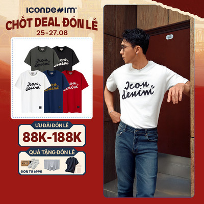 Áo Thun Nam ICONDENIM Họa Tiết Thêu Typo Hand-Draw Form Regular ATID0494