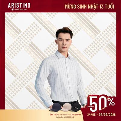 Áo Sơ Mi Nam Dài Tay Hoạ Tiết Chấm Bi Aristino Dáng Regular Fit ALS1970Z