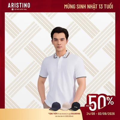 ARISTINO Áo Polo Nam Tay Ngắn 100% cotton thoáng khí, thấm hút mồ hôi tốt,mềm mại Regular Fit  APS014AS2