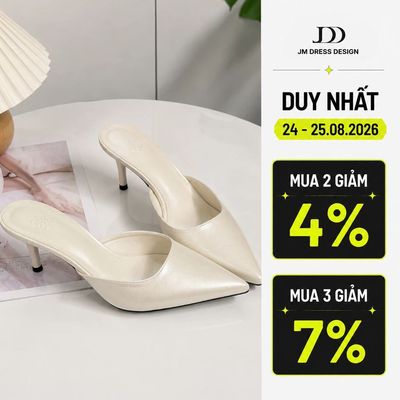 Giày Cao Gót Mũi Nhọn In Hoa QT04.2605 Guốc Sục Nữ Cao 5cm Da Mềm Thanh Lịch Công Sở Dự Tiệc Sang Trọng Thiết Kế By JM