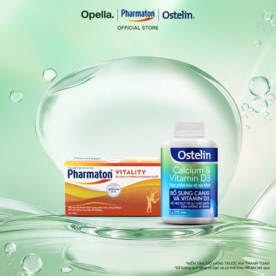 Bộ 1 Thực Phẩm Bảo Vệ Sức Khỏe Pharmaton Vitality Dạng Vỉ Hộp 50 Viên + Ostelin Bổ Sung Calcium & Vitamin D3 275 viên