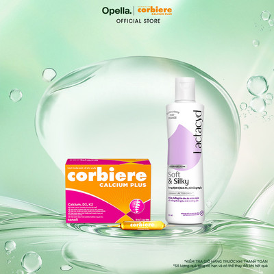 Bộ 1 DDVS phụ nữ Lactacyd Soft & Silky Dưỡng Ẩm 250ml + 1 Thực phẩm bảo vệ sức khỏe Corbiere Calcium Plus Mới