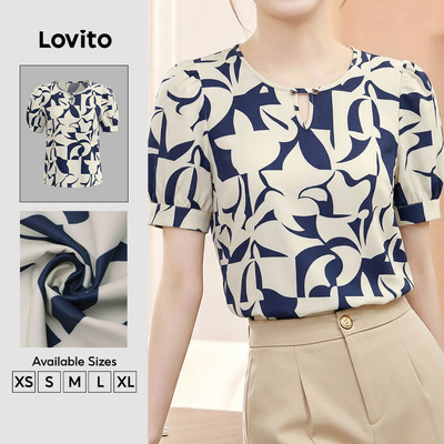 Lovito Áo kiểu Boho họa tiết lỗ mùa Xuân/Hè LK6ED085