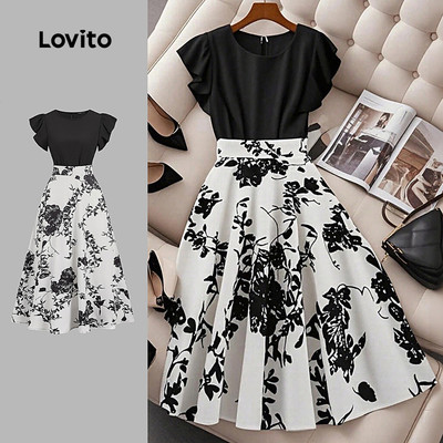 Lovito Trang phục Dạ hội Sang trọng Chân váy Màu sắc Khối Xuân/Hè dành cho Phụ nữ L154ED350
