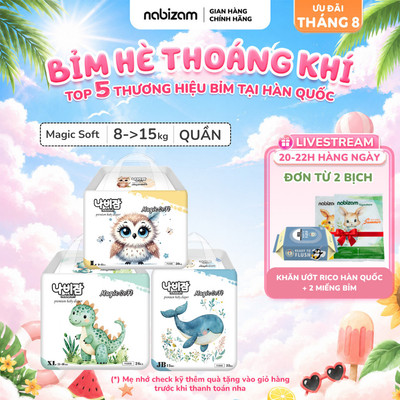 Bỉm Quần NABIZAM Magic Soft Co Dãn Mềm Mại, Thấm Hút Chống Tràn Tối Đa Size L30/XL26/XXL22 Cho Bé 8-20kg