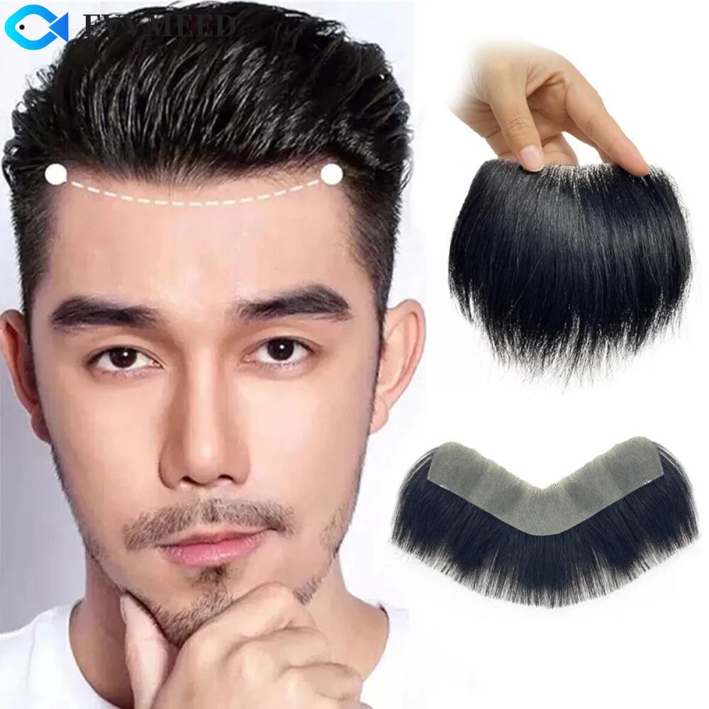 FVVMEED Hairline Hairpiece, V Style Ultra Thin Skin Natural Hair Patch, Frontline 0,07mm Handmade Mà