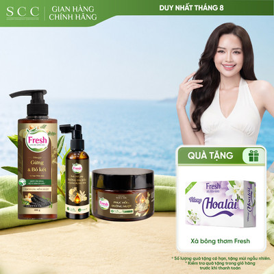COMBO Dầu Gội Fresh Thảo Mộc Dưỡng Sinh 480g, Kem Ủ Fresh TMDS 220g, Xịt tinh chất Fresh TMDS 100ml Hỗ Trợ Phục Hồi Tóc