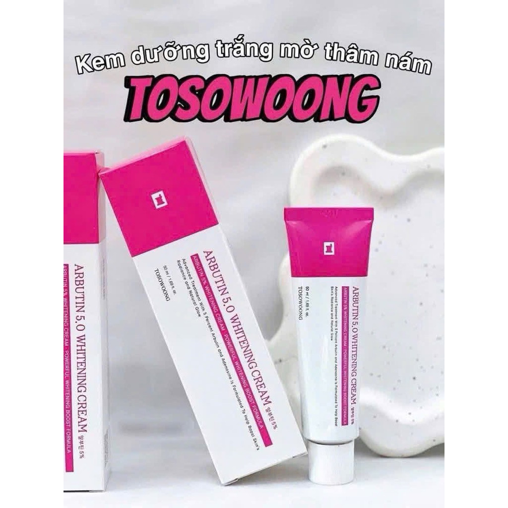 2-5 tuýp Kem nám Tosowoong Arbutin 5.0 Whitening Cream 50ml hỗ trợ dưỡng sáng da mờ námCH229
