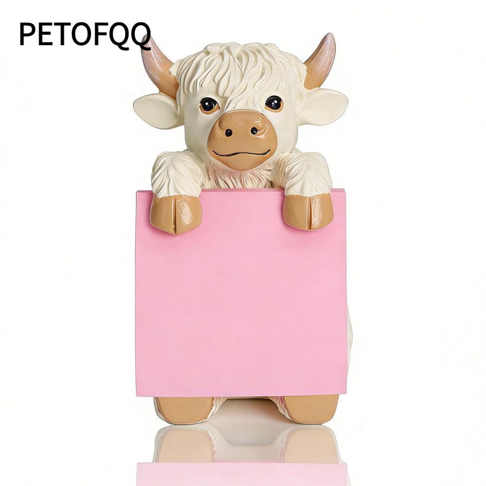 PETOFQ Pop-up Sticky Note Dispenser, Study Highland Cow Sticky Note Holder, Cute Accordion-style 3x3