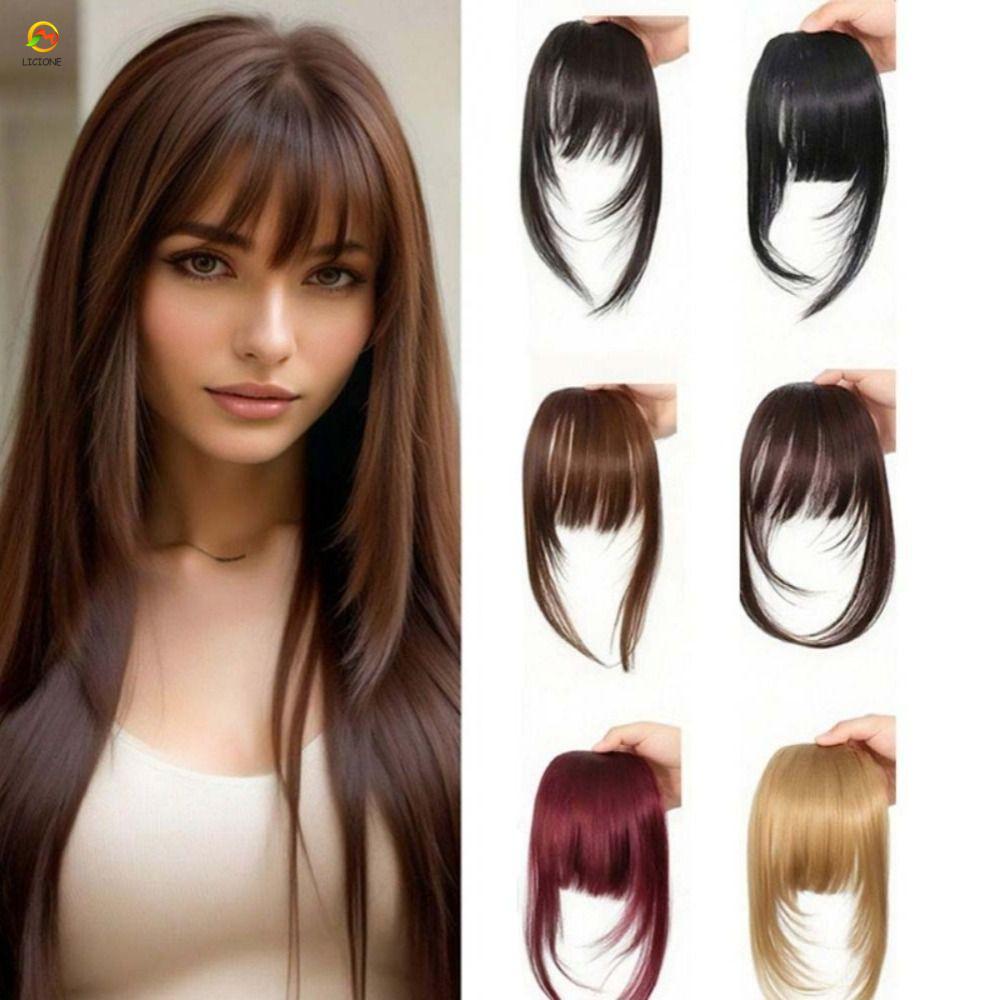 ECHOG Cut Wispy Fringe với Sideburns, Fringe Giả Nhìn Tự Nhiên Tổng Hợp Tóc Nổ, Phụ Kiện Tóc Nâu Đậm