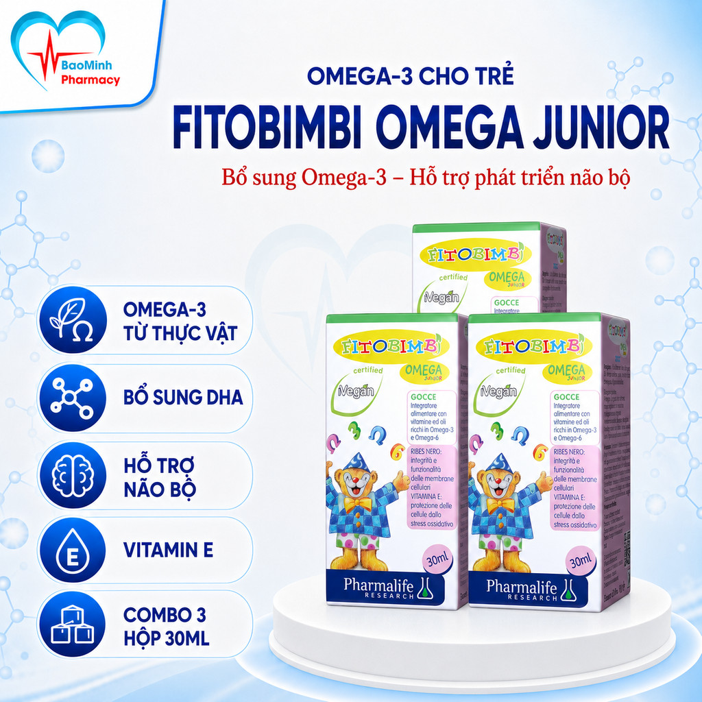 Combo 3 Fitobimbi Omega junior - Hỗ Trợ Phát Triển Não Bộ  - Omega Thực Vật Bổ Sung Omega 3, Omega 6