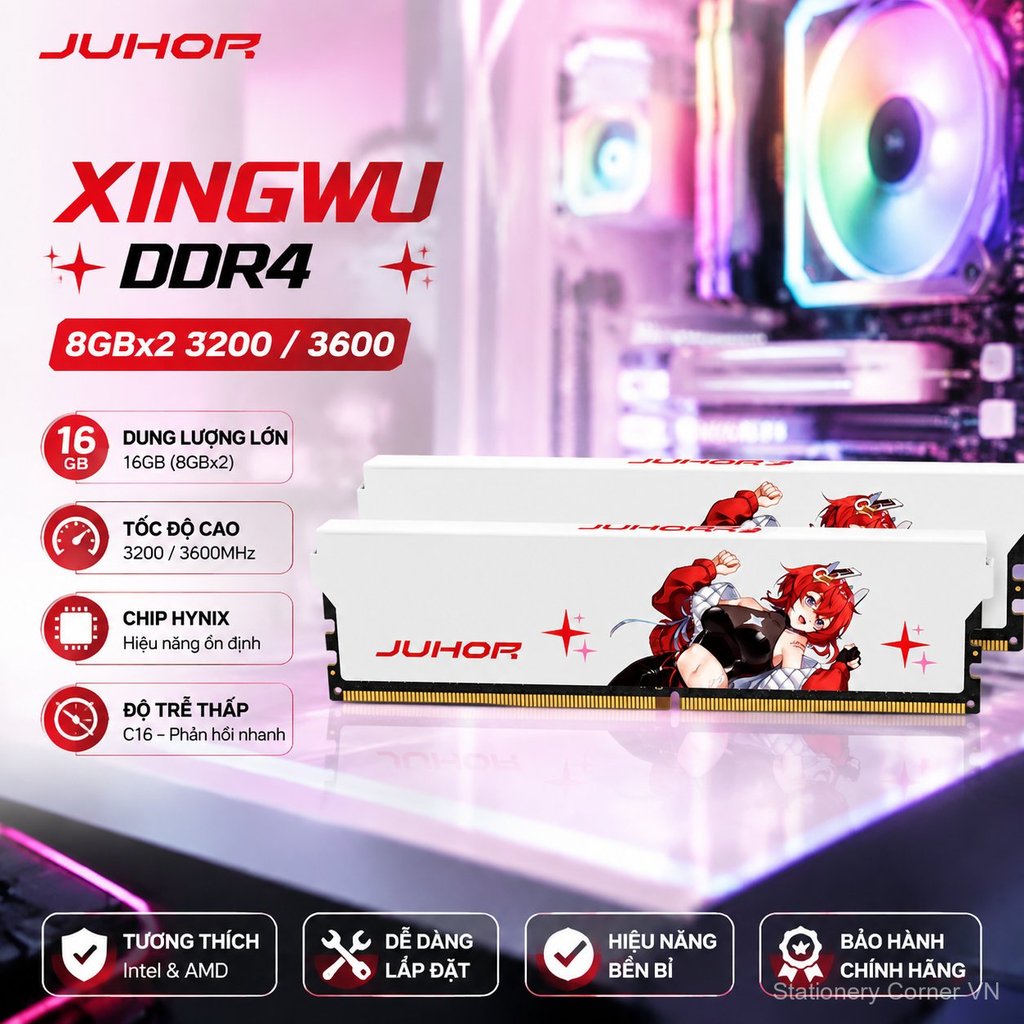 RAM DDR4 3200/3600 8GBx2/16GBx2 LED, dùng chip Hynix, hiệu năng cao bền đẹp