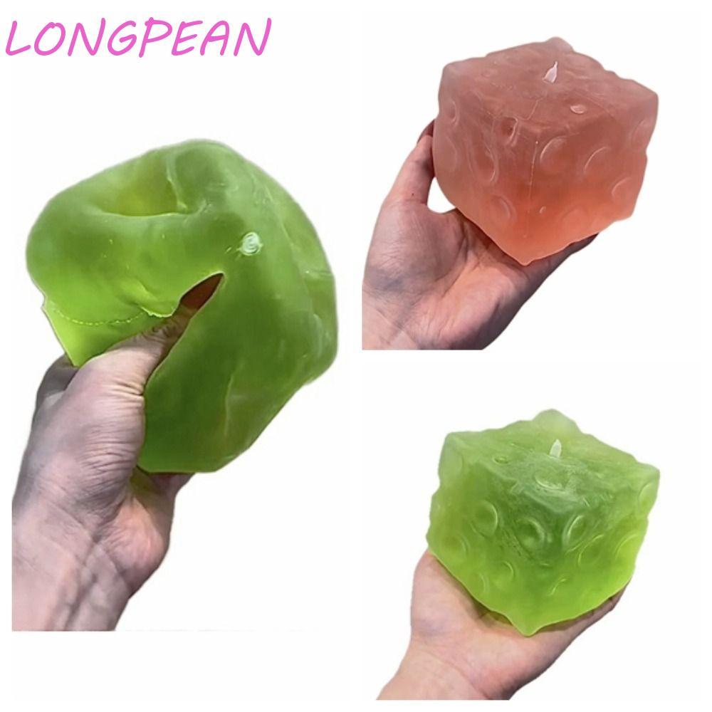 LONGPEAN Cheese Cube Ball, Square Super Soft Cheese Squishy Toy, Creative Frosted Matte Non-Bounce P