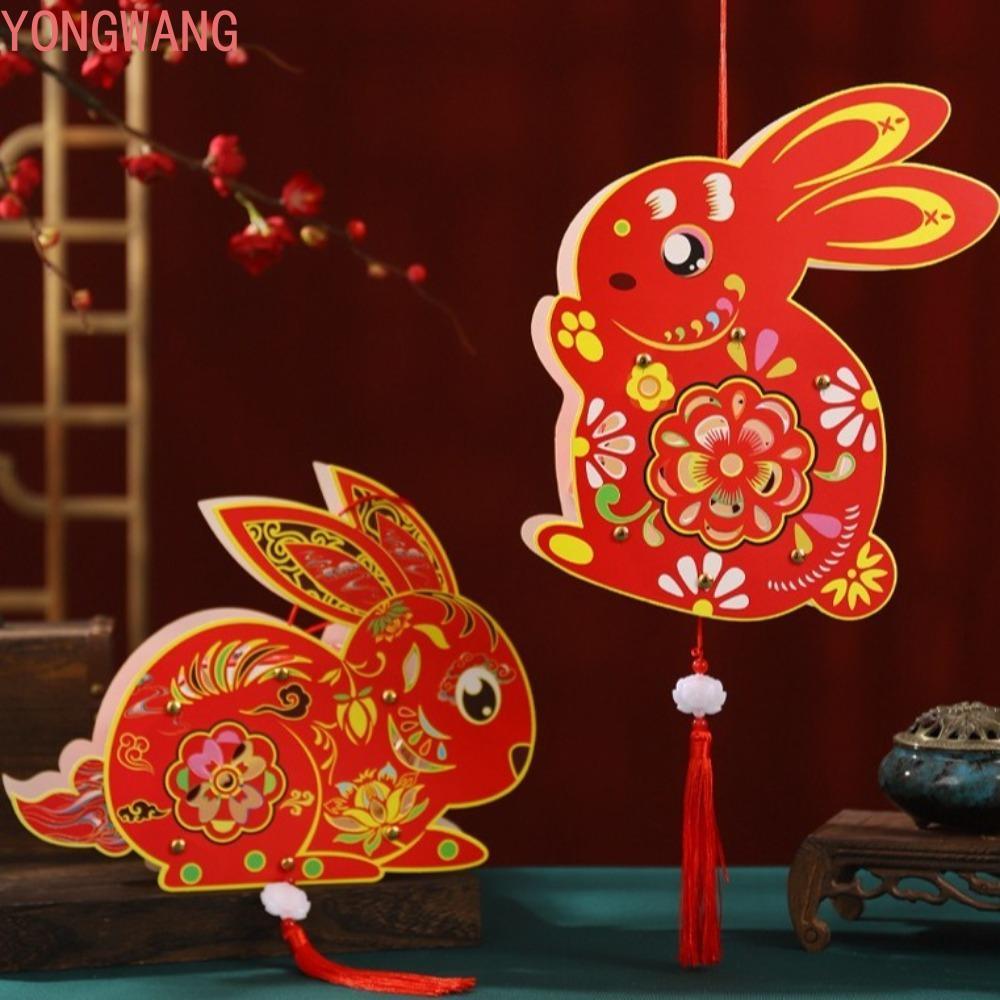Đèn lồng lễ hội trung thu YONGWANG66ZX, Đèn lồng hoa thỏ cổ phong cách dạ quang, Đèn lồng hoạt hình 