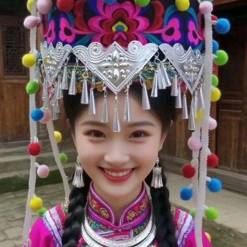 Yunnnan Hani Dân Tộc Mũ Thiểu Số Dân Tộc Handmade Nón Jingqui Dân Tộc Yaoe Mũ Đội Đầu Phong Cách Dân