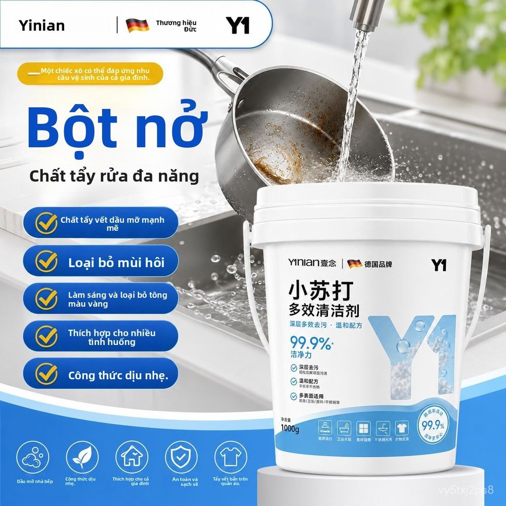 Bột baking soda tẩy dầu mỡ vết bẩn, giặt quần áo đánh giày, làm sạch bếp đa năng, hiệu quả